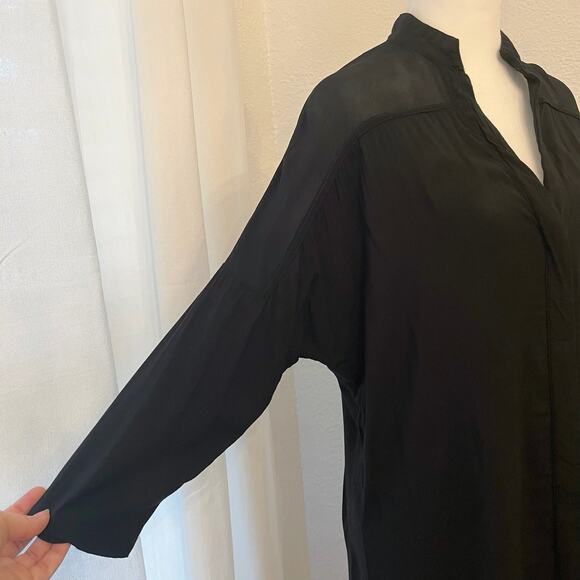 XCVI Tunic Shirtdress Small Black Sheer Minimalist Coverup Oversized Rayon - Picture 3 of 15